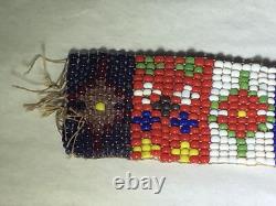 Antique Native American Beaded Headband Hatband Circa 1880 Birds American Flag