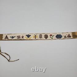 Antique Native American Beaded Headband Hatband Seed Beads Thunderbird 20 1/4 In