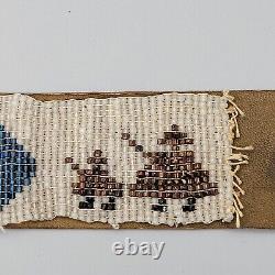Antique Native American Beaded Headband Hatband Seed Beads Thunderbird 20 1/4 In