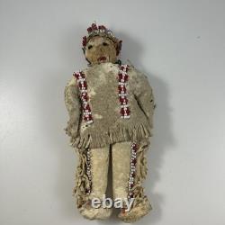 Antique Native American Beaded Hide Doll Buckskin Sioux