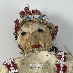 Antique Native American Beaded Hide Doll Buckskin Sioux