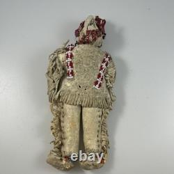 Antique Native American Beaded Hide Doll Buckskin Sioux