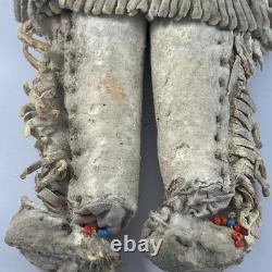 Antique Native American Beaded Hide Doll Buckskin Sioux