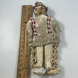 Antique Native American Beaded Hide Doll Buckskin Sioux