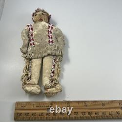 Antique Native American Beaded Hide Doll Buckskin Sioux