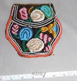 Antique Native American Beaded Mohawk purse Iroquois Great Lakes 1860 Canada USA