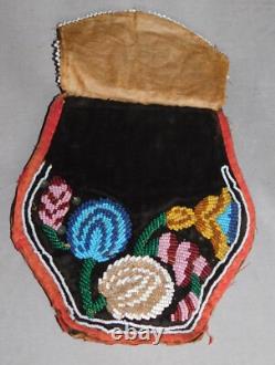 Antique Native American Beaded Mohawk purse Iroquois Great Lakes 1860 Canada USA