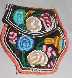 Antique Native American Beaded Mohawk purse Iroquois Great Lakes 1860 Canada USA