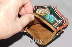 Antique Native American Beaded Mohawk purse Iroquois Great Lakes 1860 Canada USA