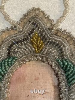 Antique Native American Beaded Picture Frame 1890's to early 1900's