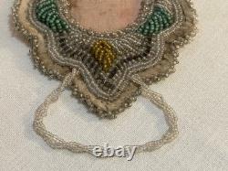 Antique Native American Beaded Picture Frame 1890's to early 1900's