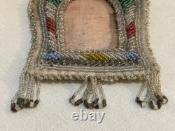 Antique Native American Beaded Picture Frame 1890's to early 1900's
