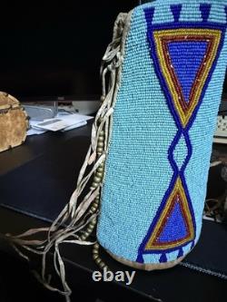 Antique Native American Beaded Wrist Cuffs Plains Style, Hand-Beaded