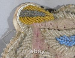 Antique Native American Beaded pin cushion Iroquois Great Lakes 1880 Canada USA