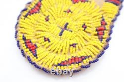 Antique Native American Blackfoot Indian Beaded Buffalo Hide Circle Pouch