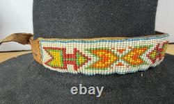 Antique Native American Cowboy Hat with Beaded Arrow Band Western Vtg Billy Jack