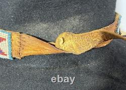 Antique Native American Cowboy Hat with Beaded Arrow Band Western Vtg Billy Jack