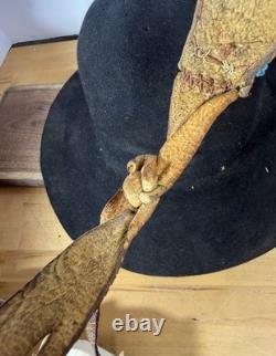 Antique Native American Cowboy Hat with Beaded Arrow Band Western Vtg Billy Jack