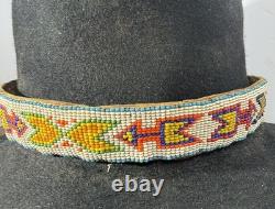 Antique Native American Cowboy Hat with Beaded Arrow Band Western Vtg Billy Jack