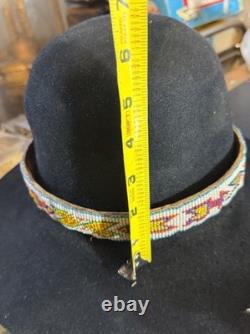 Antique Native American Cowboy Hat with Beaded Arrow Band Western Vtg Billy Jack