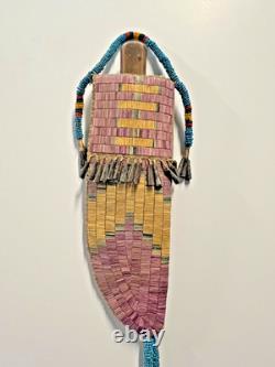 Antique Native American Dakota Sioux Indian Quills & Beads Sheath & Knife