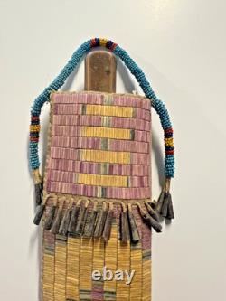 Antique Native American Dakota Sioux Indian Quills & Beads Sheath & Knife