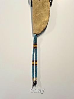 Antique Native American Dakota Sioux Indian Quills & Beads Sheath & Knife