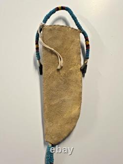 Antique Native American Dakota Sioux Indian Quills & Beads Sheath & Knife