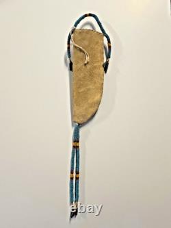 Antique Native American Dakota Sioux Indian Quills & Beads Sheath & Knife
