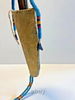 Antique Native American Dakota Sioux Indian Quills & Beads Sheath & Knife