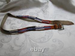 Antique Native American Hand Beaded Handmade Leather Belt 42.5'' Long GC