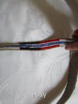 Antique Native American Hand Beaded Handmade Leather Belt 42.5'' Long GC