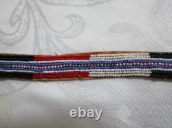 Antique Native American Hand Beaded Handmade Leather Belt 42.5'' Long GC