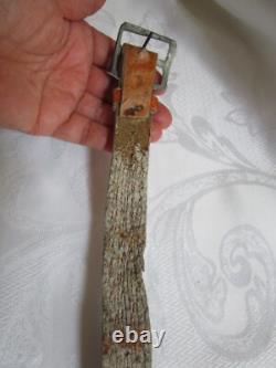 Antique Native American Hand Beaded Handmade Leather Belt 42.5'' Long GC