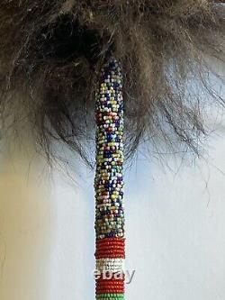 Antique Native American Indian Beaded Animal Horn Dance Wand 1870s-1900 Lot 2