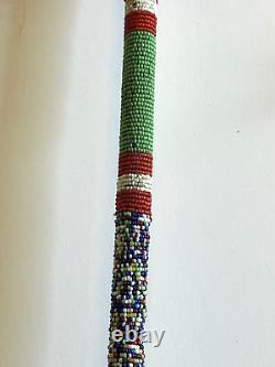 Antique Native American Indian Beaded Animal Horn Dance Wand 1870s-1900 Lot 2