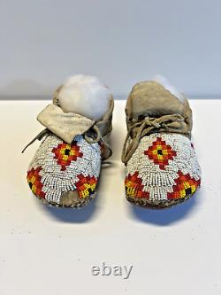 Antique Native American Indian Beaded Infant Moccasins Lot C