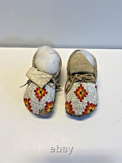 Antique Native American Indian Beaded Infant Moccasins Lot C