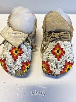 Antique Native American Indian Beaded Infant Moccasins Lot C