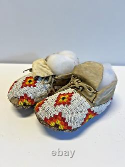 Antique Native American Indian Beaded Infant Moccasins Lot C