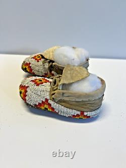 Antique Native American Indian Beaded Infant Moccasins Lot C