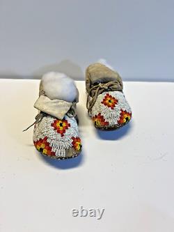 Antique Native American Indian Beaded Infant Moccasins Lot C