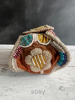 Antique Native American Indian Beaded Iroquois Mohawk Whimsy Beadwork Box