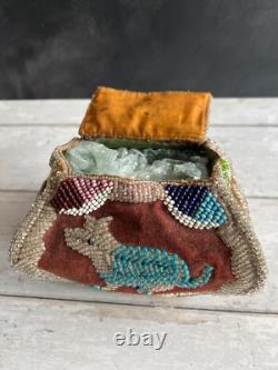 Antique Native American Indian Beaded Iroquois Mohawk Whimsy Beadwork Box