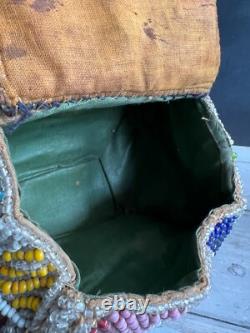 Antique Native American Indian Beaded Iroquois Mohawk Whimsy Beadwork Box
