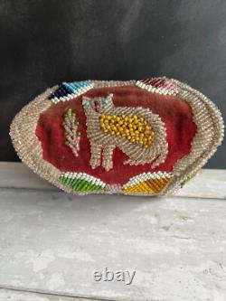Antique Native American Indian Beaded Iroquois Mohawk Whimsy Beadwork Box