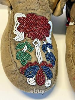 Antique Native American Indian Beaded Moccasins 1890's to 1920s Lot D