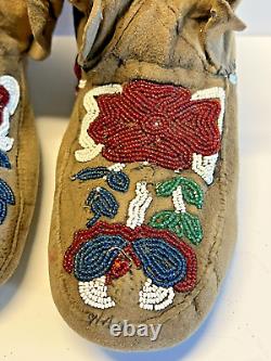 Antique Native American Indian Beaded Moccasins 1890's to 1920s Lot D