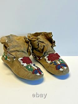 Antique Native American Indian Beaded Moccasins 1890's to 1920s Lot D