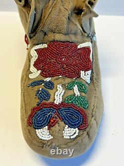 Antique Native American Indian Beaded Moccasins 1890's to 1920s Lot D